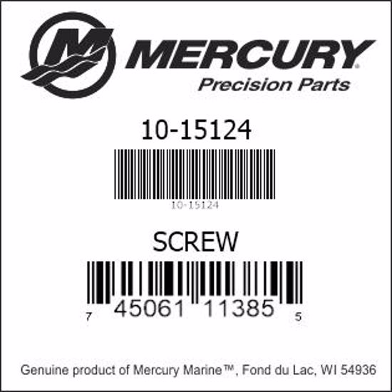 Bar codes for Mercury Marine part number 10-15124