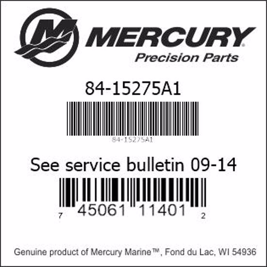 Bar codes for Mercury Marine part number 84-15275A1