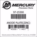 Bar codes for Mercury Marine part number 97-15300