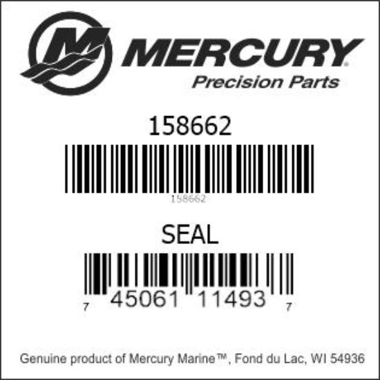 Bar codes for Mercury Marine part number 158662