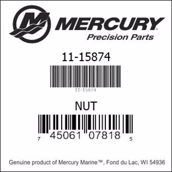 Bar codes for Mercury Marine part number 11-15874