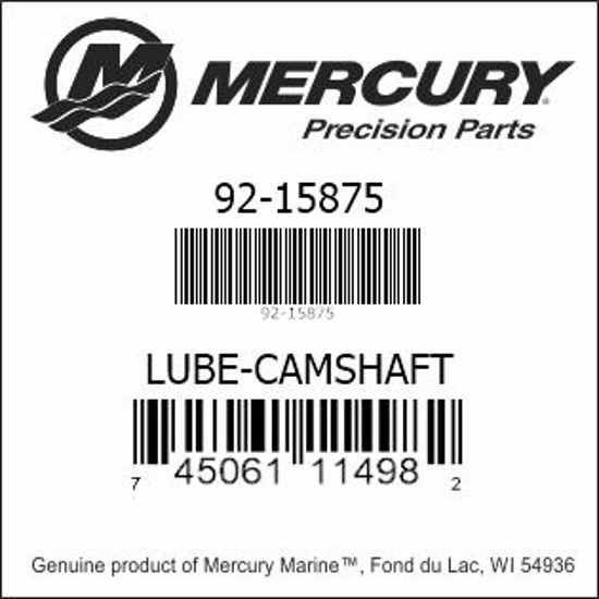 Bar codes for Mercury Marine part number 92-15875