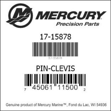 Mercury Marine part number 17-15878 PIN-CLEVIS Bar codes for Mercury Marine part number 17-15878