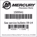 Bar codes for Mercury Marine part number 15899A1