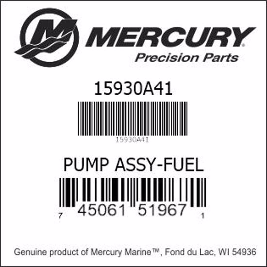 Bar codes for Mercury Marine part number 15930A41