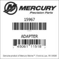 Bar codes for Mercury Marine part number 15967