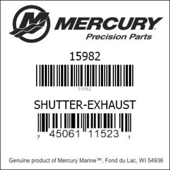 Bar codes for Mercury Marine part number 15982