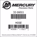 Bar codes for Mercury Marine part number 32-16011