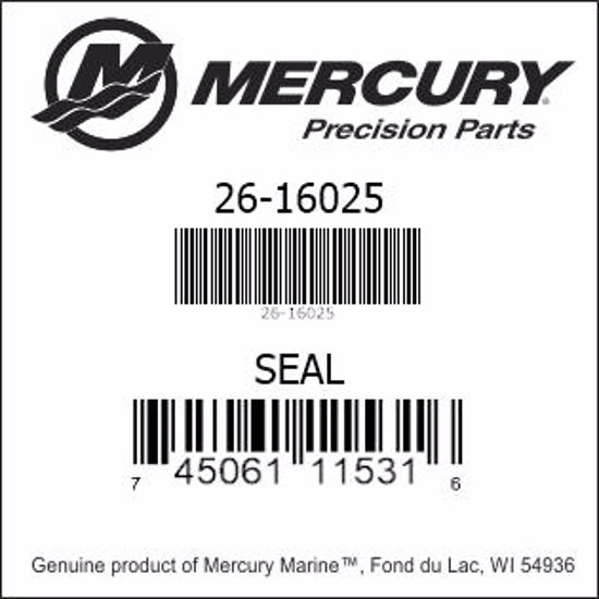Bar codes for Mercury Marine part number 26-16025
