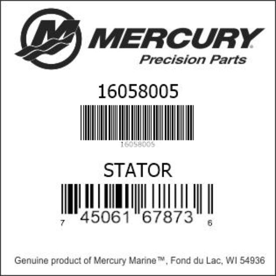 Bar codes for Mercury Marine part number 16058005