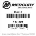 Bar codes for Mercury Marine part number 16061T