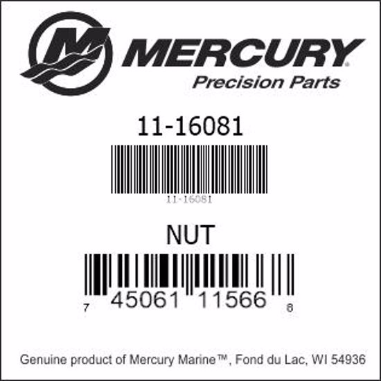 Bar codes for Mercury Marine part number 11-16081