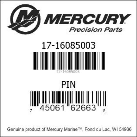 Bar codes for Mercury Marine part number 17-16085003