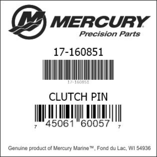 Bar codes for Mercury Marine part number 17-160851