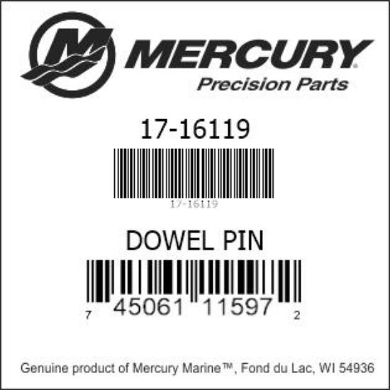 Bar codes for Mercury Marine part number 17-16119