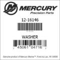 Bar codes for Mercury Marine part number 12-16146