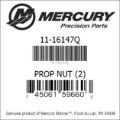 Bar codes for Mercury Marine part number 11-16147Q