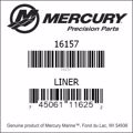 Bar codes for Mercury Marine part number 16157