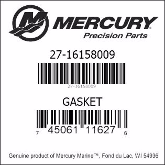 Bar codes for Mercury Marine part number 27-16158009