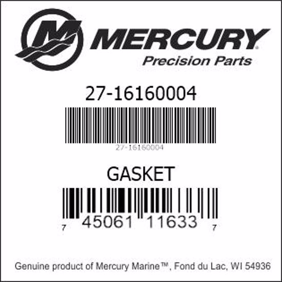 Bar codes for Mercury Marine part number 27-16160004