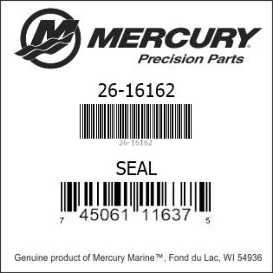 Bar codes for Mercury Marine part number 26-16162