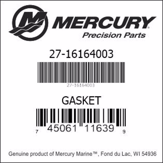Bar codes for Mercury Marine part number 27-16164003