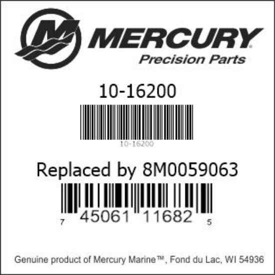 Bar codes for Mercury Marine part number 10-16200