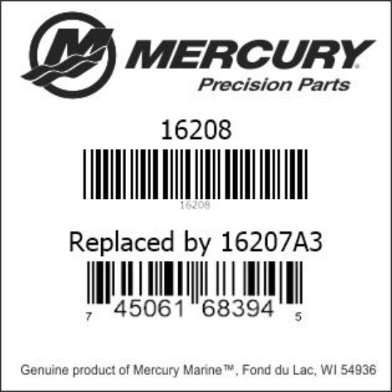 Bar codes for Mercury Marine part number 16208