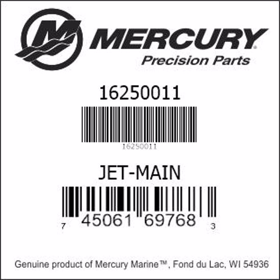 Bar codes for Mercury Marine part number 16250011