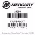 Bar codes for Mercury Marine part number 16254