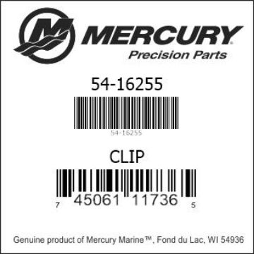 Mercury Marine part number 54-16255 CLIP Bar codes for Mercury Marine part number 54-16255
