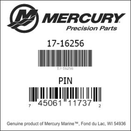 Bar codes for Mercury Marine part number 17-16256