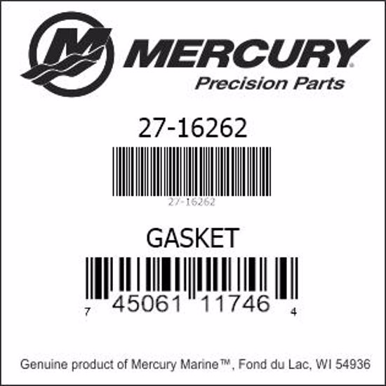 Bar codes for Mercury Marine part number 27-16262
