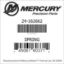 Mercury Marine part number 24-162662 SPRING Bar codes for Mercury Marine part number 24-162662