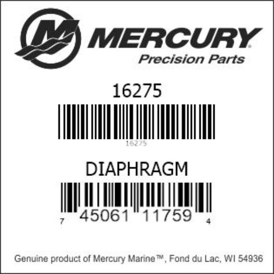 Bar codes for Mercury Marine part number 16275