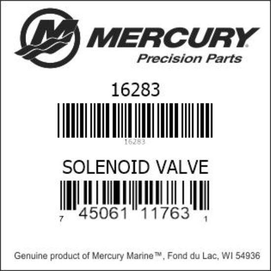 Bar codes for Mercury Marine part number 16283
