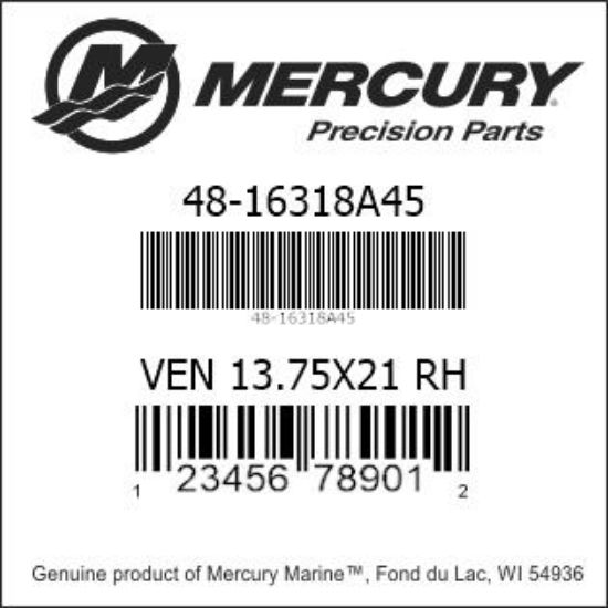 Bar codes for Mercury Marine part number 48-16318A45