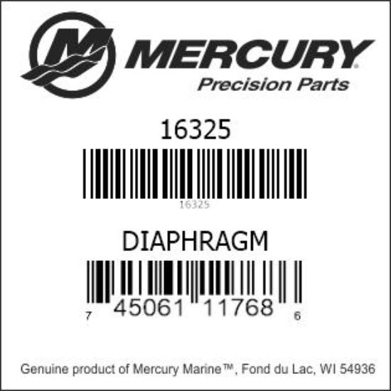 Bar codes for Mercury Marine part number 16325