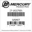 Mercury Marine part number 27-16327001 GASKET Bar codes for Mercury Marine part number 27-16327001
