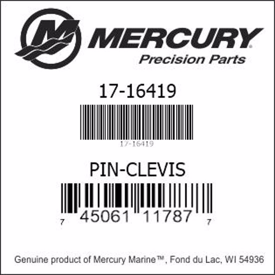 Bar codes for Mercury Marine part number 17-16419