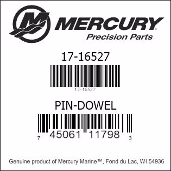 Bar codes for Mercury Marine part number 17-16527