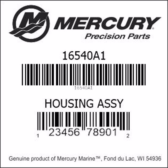 Bar codes for Mercury Marine part number 16540A1