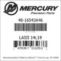 Bar codes for Mercury Marine part number 48-16543A46