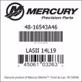 Bar codes for Mercury Marine part number 48-16543A46