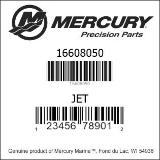 Bar codes for Mercury Marine part number 16608050