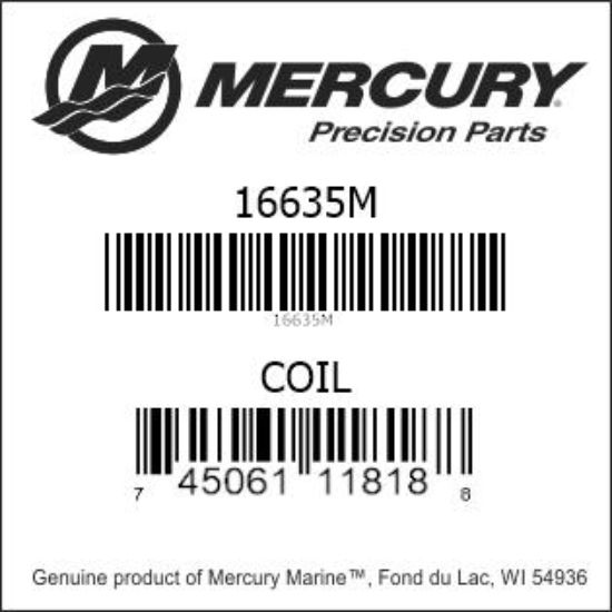 Bar codes for Mercury Marine part number 16635M