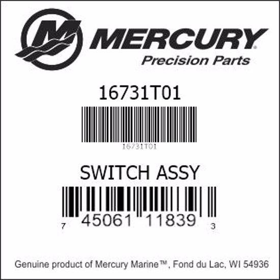 Bar codes for Mercury Marine part number 16731T01