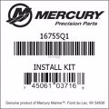 Bar codes for Mercury Marine part number 16755Q1