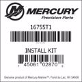 Bar codes for Mercury Marine part number 16755T1