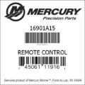 Bar codes for Mercury Marine part number 16901A15